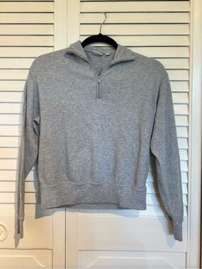 Light Gray Half-Zip Pullover Sweatshirt